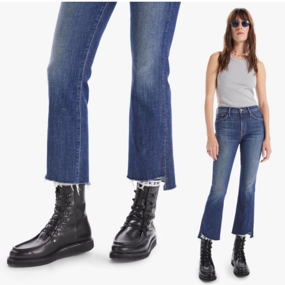 MOTHER Insider Crop Step Fray High Rise Jeans in Girl Crush Size 30 NWT